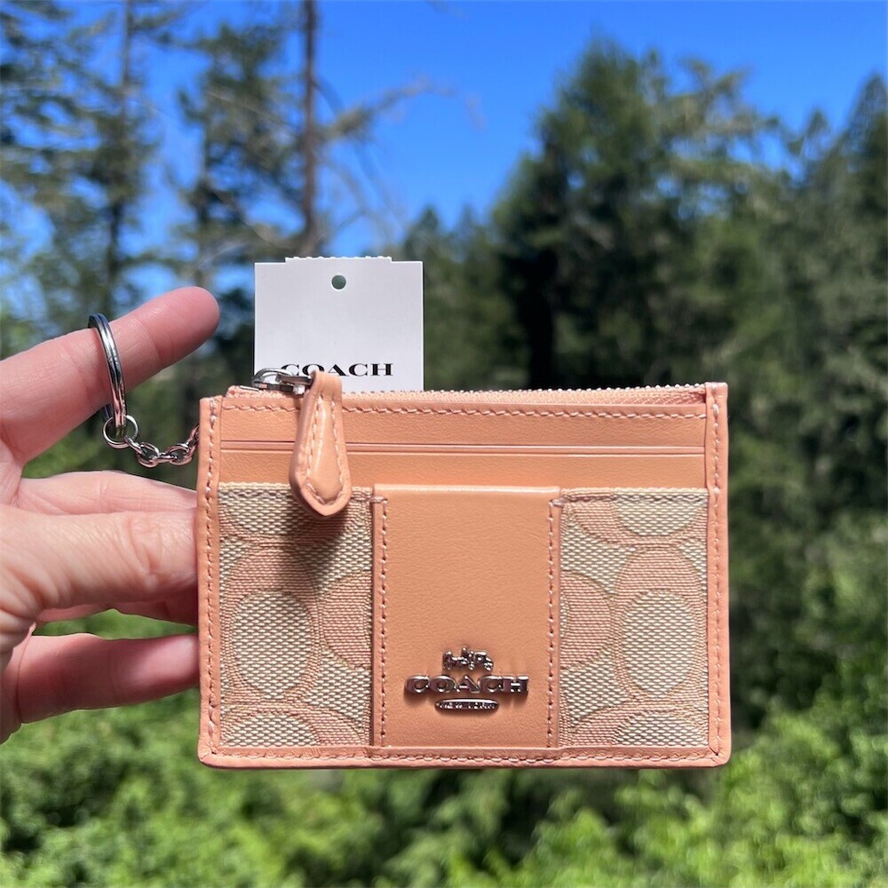 COACH Mini Skinny ID Case Key Chain Wallet
Signature Jacquard NWT